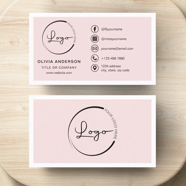 Professional Blush Pink Business Logo Social Media Card (Creator Uploaded)