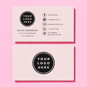 Professional Blush Pink Business Logo Social Media Card