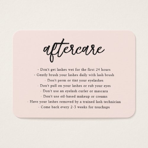 Professional Blush Pink Elegant Aftercare Card