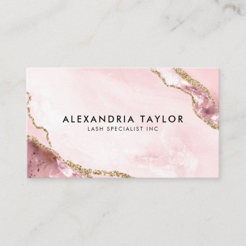 Professional Blush Pink Gold Glitter Marble Agate Business Card