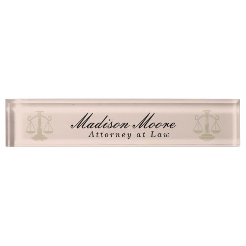 Professional Blush Pink Lawyer  Desk Name Plate