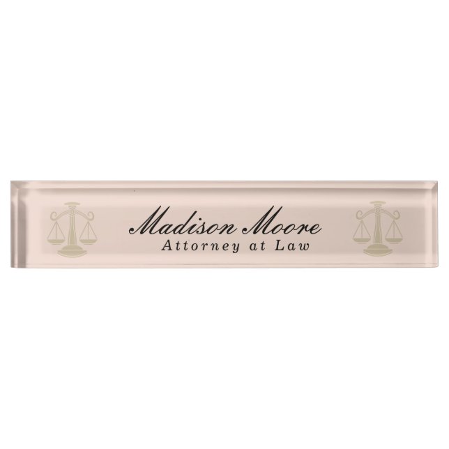 Professional Blush Pink Lawyer  Desk Name Plate (Front)