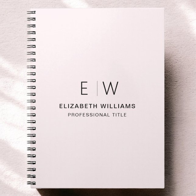 Professional Blush Pink Monogram Business Initial Notebook (Creator Uploaded)