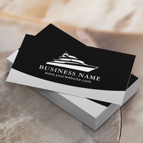 Professional Boat Rentals Sales Maintenance Black Business Card