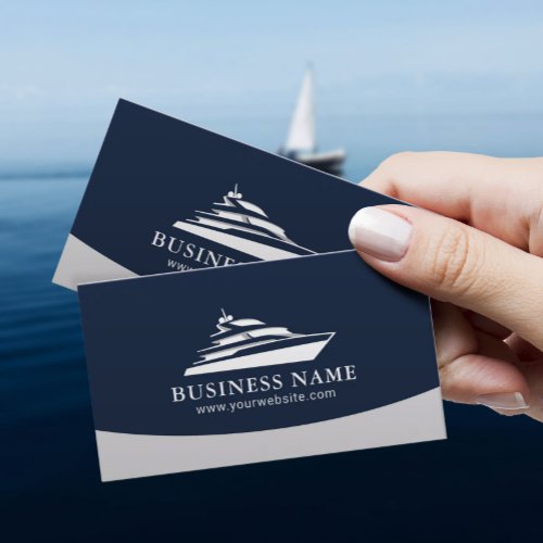 Professional Boat Rentals Sales Maintenance Navy Business Card