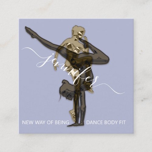 Professional Body Fitness Dance Couch QRCODE Blue Square Business Card