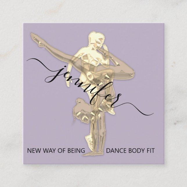Professional Body Fitness Dance Couch QRCODE Gold  Square Business Card (Front)