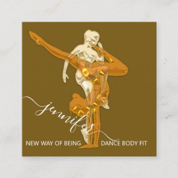 Professional Body Fitness Dance Couch Qrcode Musta Square Business Card by luxury_luxury at Zazzle