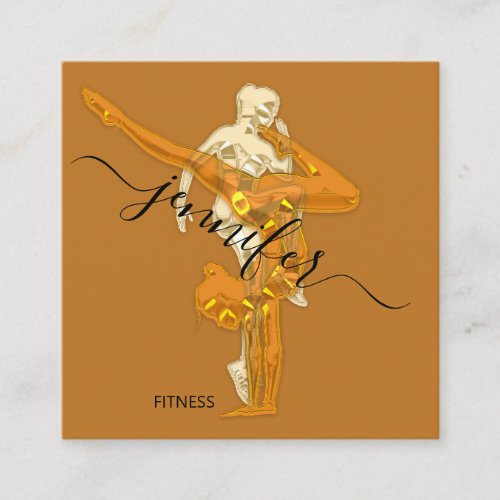 Professional Body Fitness Dance Gold Brown Couch   Square Business Card