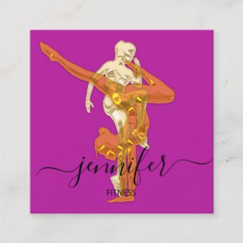 Professional Body Fitness Dance Gold Pink Couch  S Square Business Card by luxury_luxury at Zazzle