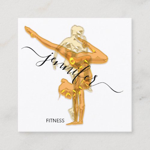 Professional Body Fitness Dance Gold White Couch  Square Business Card