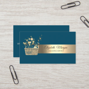 Professional Bokeh Gold Glitter Cleaning Tools Business Card