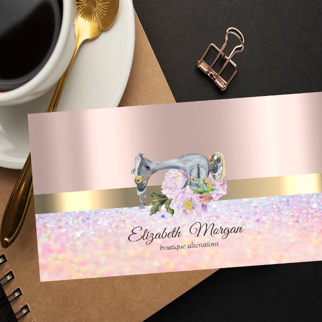 Professional Bokeh Gold Stripe,Sewing Machine Business Card (Creator Uploaded)