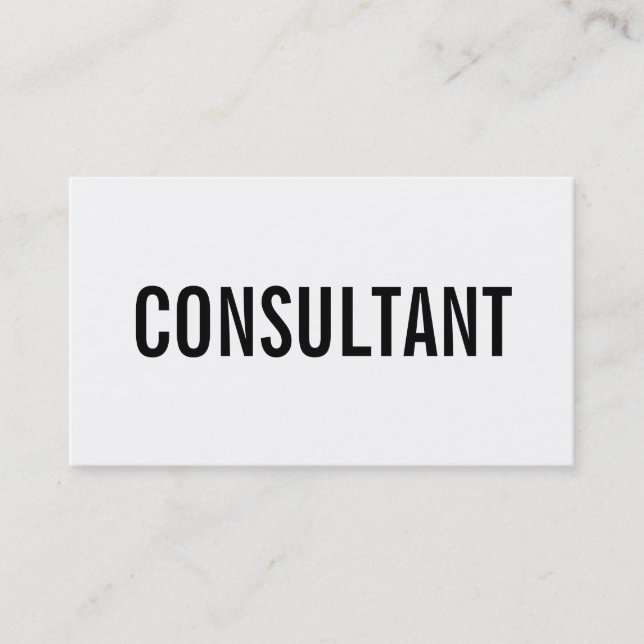 Professional bold black and white plain consultant business card (Front)