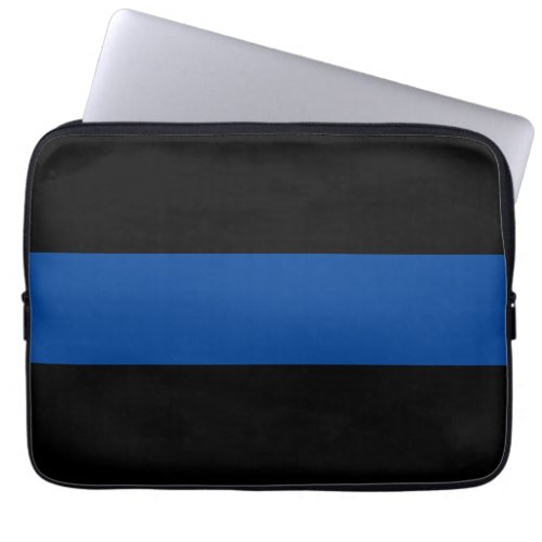 Professional Bold Black Deep Blue Wide Stripes  Laptop Sleeve