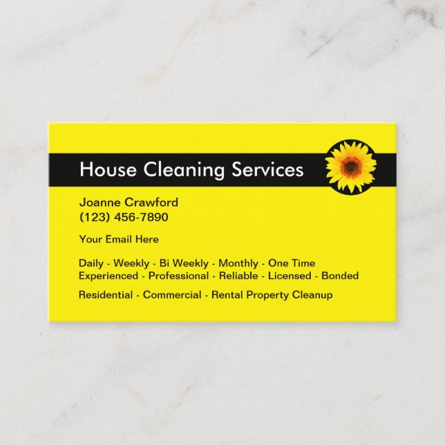 Professional Bold Double Side Cleaning Services Business Card (Front)