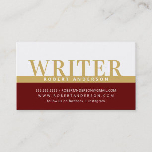 PROFESSIONAL bold job color block gold dark red Business Card