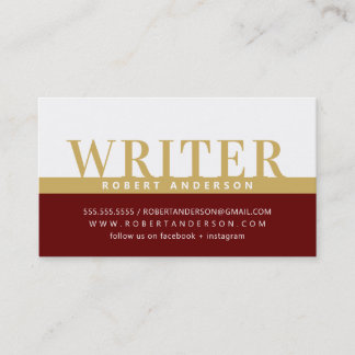 PROFESSIONAL bold job color block gold dark red Business Card