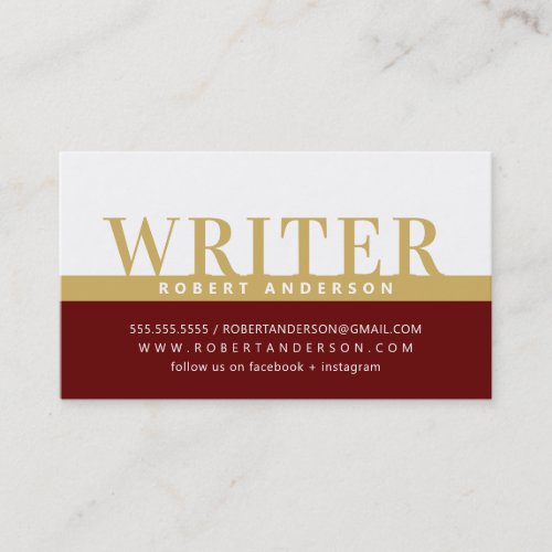 PROFESSIONAL bold job color block gold dark red Business Card