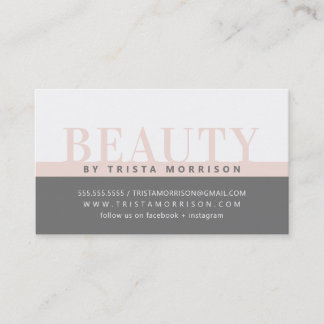 PROFESSIONAL bold job color block gray blush pink Business Card