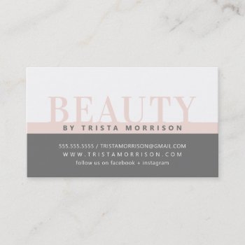 Professional Bold Job Color Block Gray Blush Pink Business Card by edgeplus at Zazzle