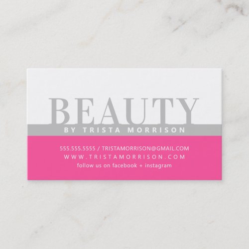 PROFESSIONAL bold job color block gray candy pink Business Card
