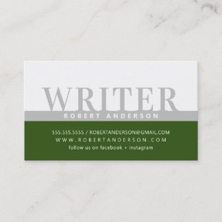 PROFESSIONAL bold job color block gray dark green Business Card