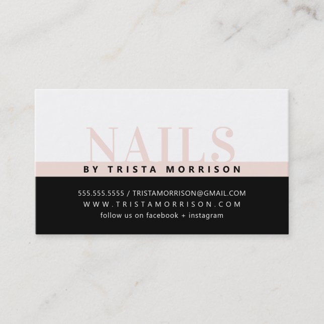 PROFESSIONAL bold job simple chic black blush pink Business Card (Front)