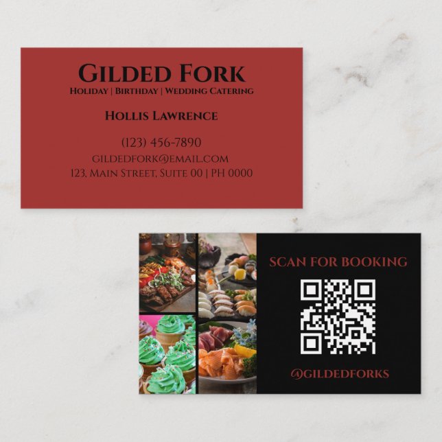 Professional Bold Red Black Elegant Premium Business Card (Front/Back)