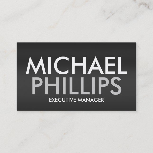 Professional Bold Text Gray Background Business Card (Front)