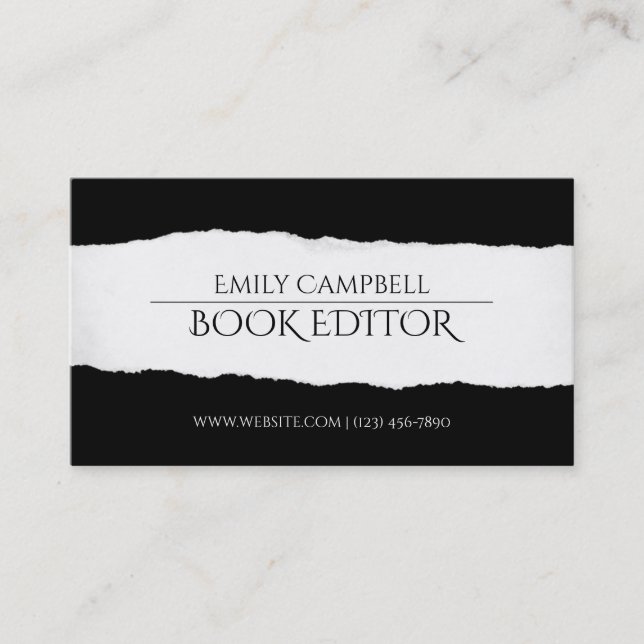 Professional Book Editor Writer Business Card (Front)