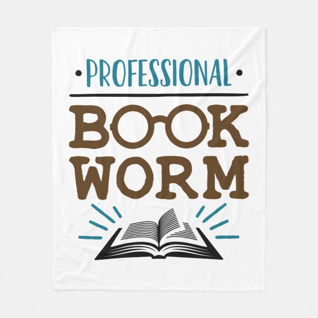 Professional Bookworm Avid Book Reader Fleece Blanket (Front)