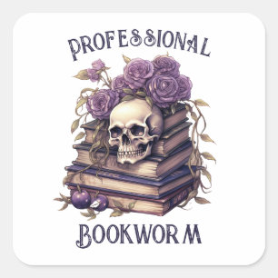 Professional Bookworm, Book Lover Square Sticker
