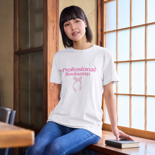 Professional Bookworm cute pink bow tshirt