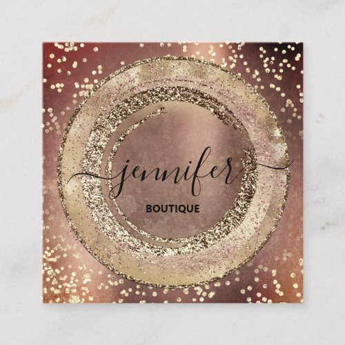 Professional Boutique Beauty Shop Rose Gold Grunge Square Business Card