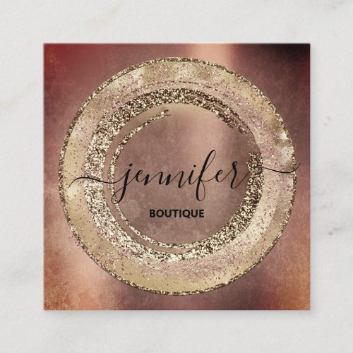 Professional Boutique Beauty Shop Rose Grunge Gold Square Business Card