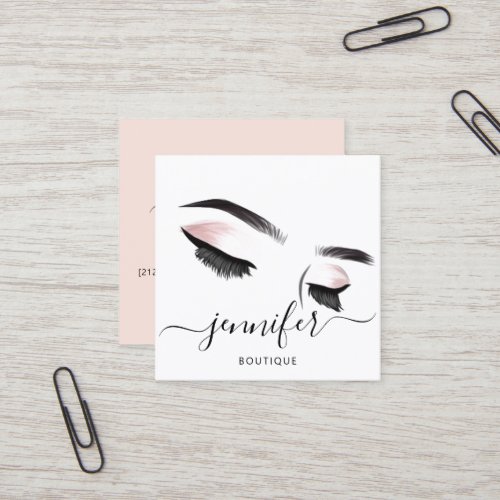 Professional Boutique Makeup Eyelashes Extension Square Business Card