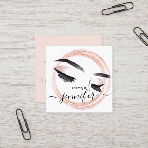 Professional Boutique Shop Beauty Eyelashes Extens Square Business Card