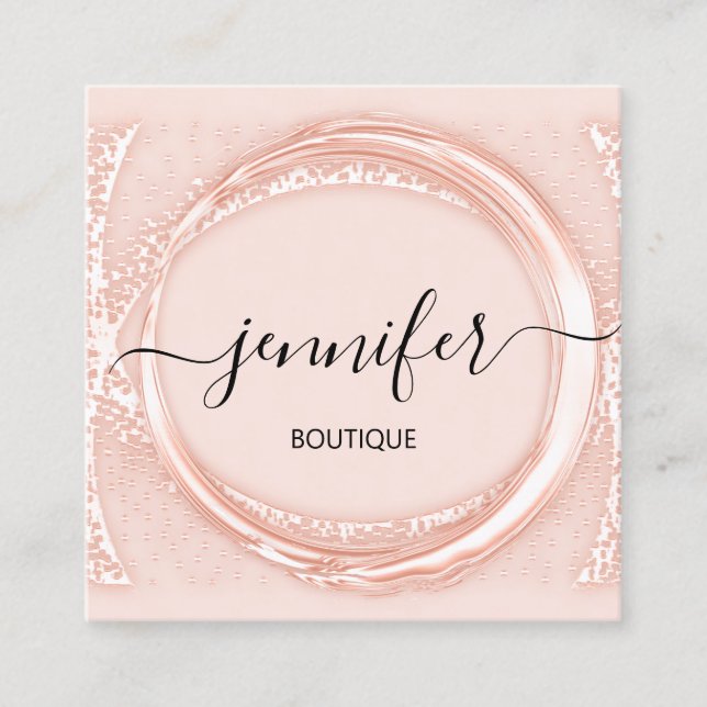 Professional Boutique Shop Beauty Pink Blush Square Business Card (Front)