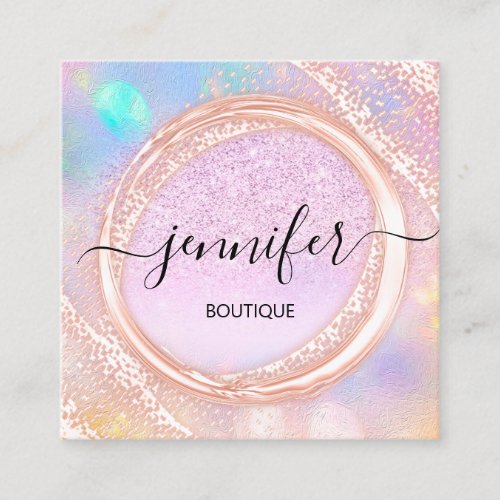 Professional Boutique Shop Beauty Pink Glitter Square Business Card