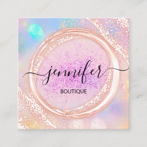 Professional Boutique Shop Beauty Pink Lux Square Business Card