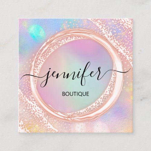 Professional Boutique Shop Beauty QR Pastel Square Business Card