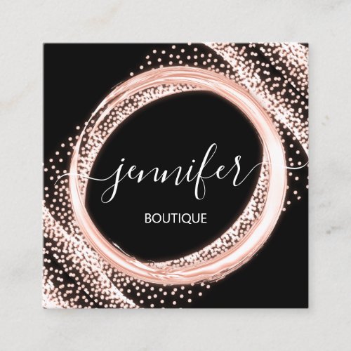 Professional Boutique Shop Beauty Rose Black Square Business Card