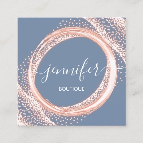 Professional Boutique Shop Beauty Rose Blue Square Business Card