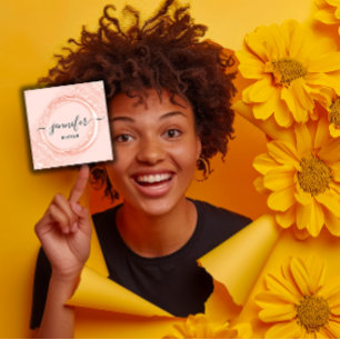 Professional Boutique Shop Beauty Rose Blush Square Business Card
