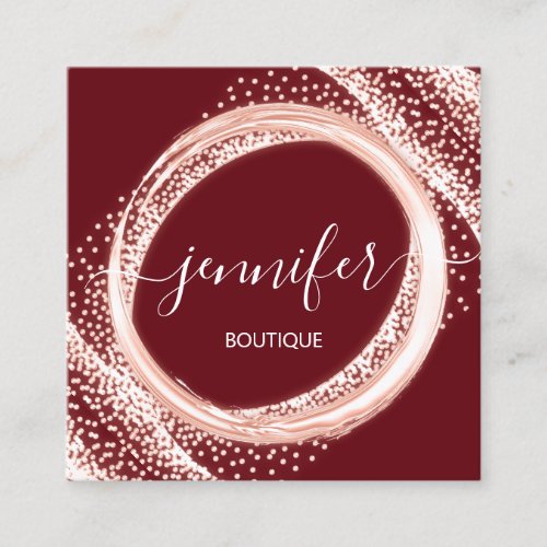 Professional Boutique Shop Beauty Rose Burgundy Square Business Card