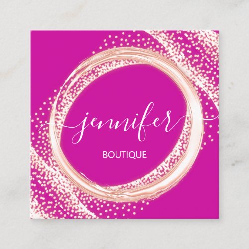 Professional Boutique Shop Beauty Rose Pink Square Business Card