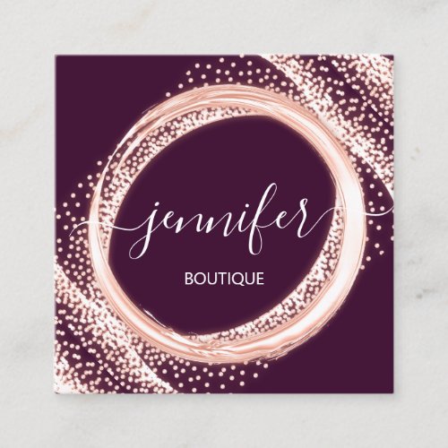 Professional Boutique Shop Beauty Rose Plum Square Business Card