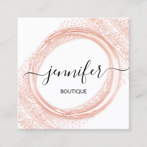 Professional Boutique Shop Beauty Rose White Square Business Card