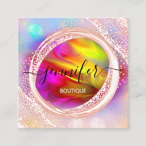 Professional Boutique Shop Beauty SPA Holograph Square Business Card